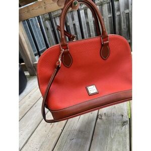 Dooney Bourke Orange Tangerine Pebbled Leather Zip  Handbag